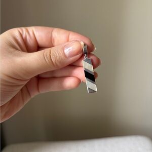 Elegant Black Onyx and Shell Sterling Silver Pendant